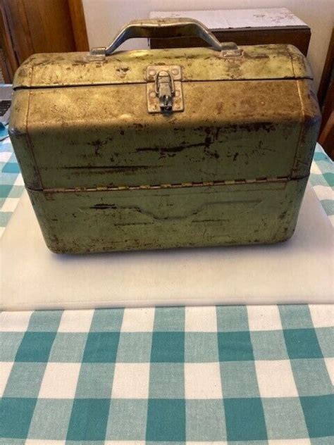 vintage green metal tackle box|vintage philson tackle box.